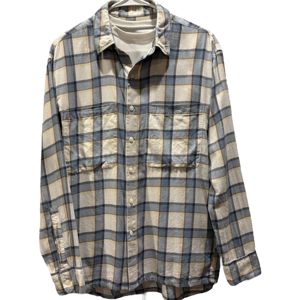 Abercrombie & Fitch Soft Plaid Shirt - Cream and Brown